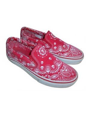Vintage Vans Slip-On Red "Skull Bandana" Men's 6/Women's 7.5